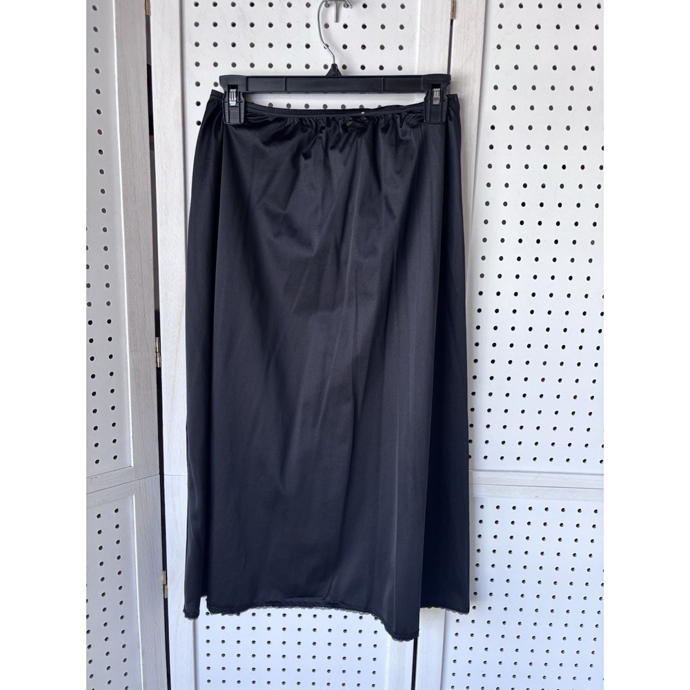 Vanity Fair Style 11-711 Midi Slip Skirt Black Nylon Women's M 30"